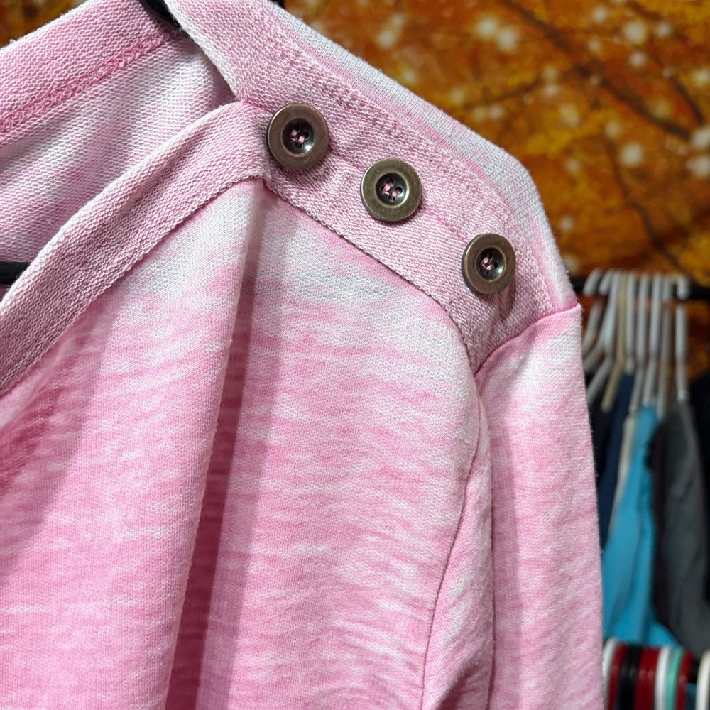 Jane + Delancey Pink Long Sleeve Top Shoulder Buttons Size L - Picture 5 of 5
